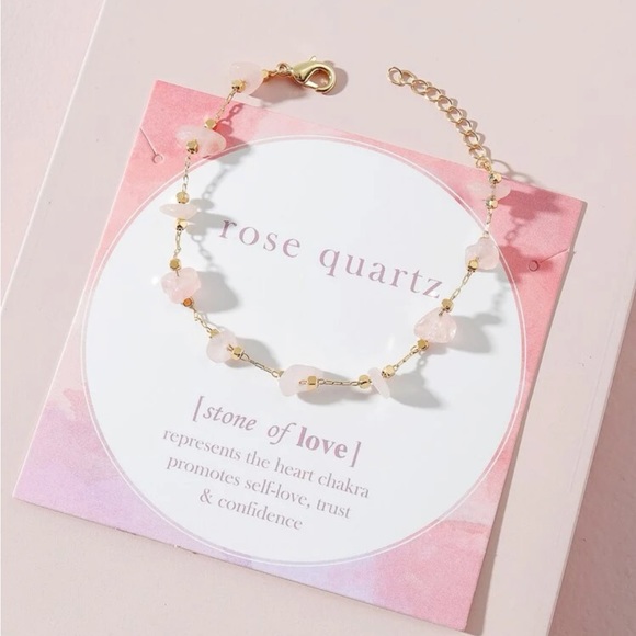 Rose Quartz Gold Bracelet - Picture 2 of 4